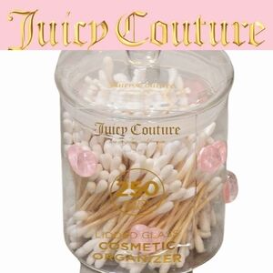 Juicy Couture Home 3D Heart Lidded Glass Organizer w/Cotton Swabs